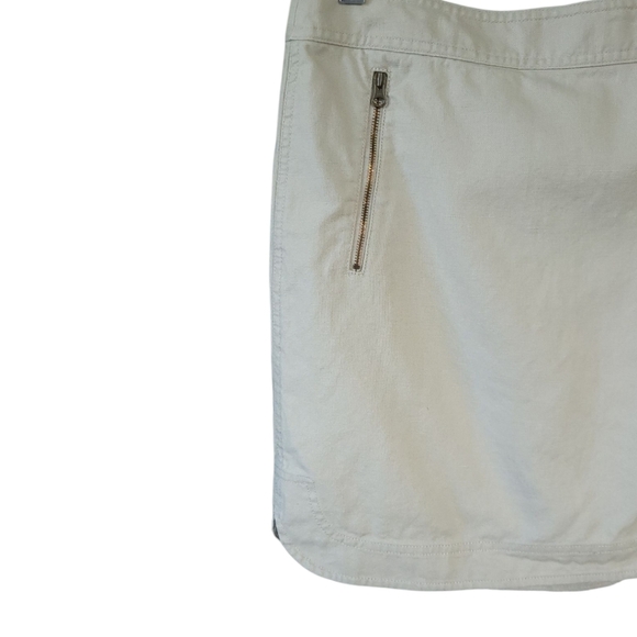 J CREW Sz 12 Tan Linen Cotton Lined Mini Skirt Minimilist Preppy - Picture 6 of 12